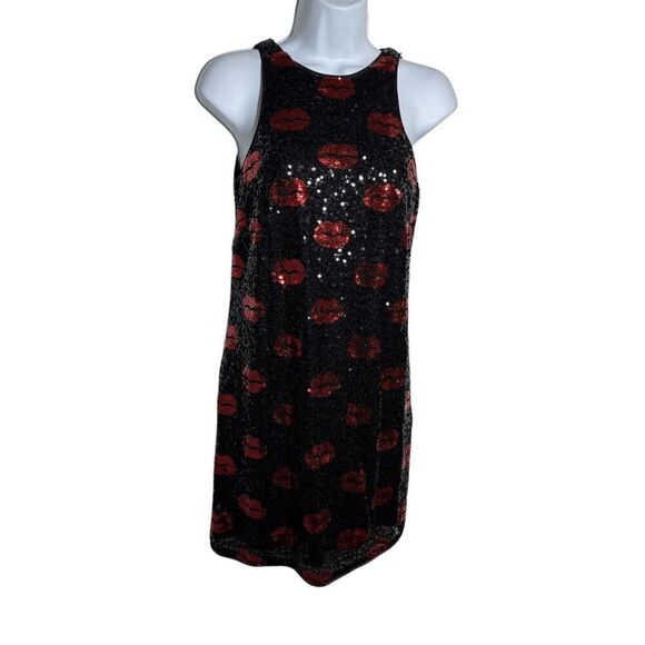 Aiden Mattox lips kisses sequin Black Dress Size 0 sleeveless little black dress - Picture 9 of 9